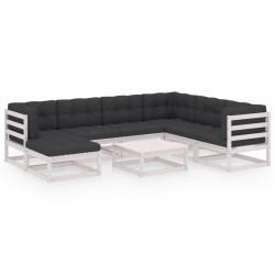 vidaXL Muebles de jardín 8 pzas y cojines madera maciza pino