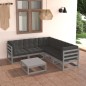 vidaXL Juego de muebles de jardín 6 pzas y cojines madera maciza pino vidaXL Juego de muebles de jardín 6 pzas y cojines madera maciza pino