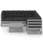 vidaXL Juego de muebles de jardín 6 pzas y cojines madera maciza pino vidaXL Juego de muebles de jardín 6 pzas y cojines madera maciza pino