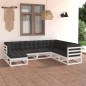 vidaXL Juego de muebles de jardín 7 pzas y cojines madera maciza pino vidaXL Juego de muebles de jardín 7 pzas y cojines madera maciza pino