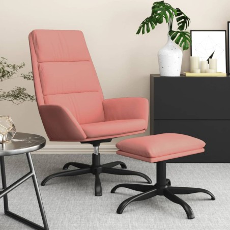 vidaXL Sillón de relax con taburete terciopelo rosa