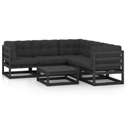 vidaXL Juego de muebles de jardín 6 pzas y cojines madera maciza pino