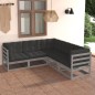 vidaXL Juego de muebles de jardín 5 pzas y cojines madera maciza pino vidaXL Juego de muebles de jardín 5 pzas y cojines madera maciza pino