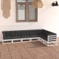 vidaXL Set muebles jardín 7 pzas con cojines madera maciza pino blanco vidaXL Set muebles jardín 7 pzas con cojines madera maciza pino blanco