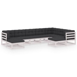 vidaXL Set de muebles de jardín 9 pzas con cojines madera pino blanco