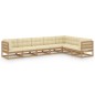 vidaXL Set de muebles de jardín 7 pzs cojines madera pino marrón miel vidaXL Set de muebles de jardín 7 pzs cojines madera pino marrón miel