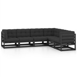 vidaXL Juego de muebles de jardín 6 pzas y cojines madera maciza pino
