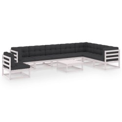 vidaXL Set de muebles de jardín 9 pzas con cojines madera pino blanco