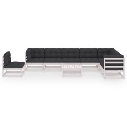 vidaXL Set de muebles de jardín 9 pzas con cojines madera pino blanco