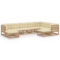 vidaXL Set de muebles de jardín 9 pzs cojines madera pino marrón miel