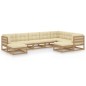 vidaXL Set de muebles de jardín 9 pzs cojines madera pino marrón miel vidaXL Set de muebles de jardín 9 pzs cojines madera pino marrón miel
