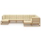 vidaXL Set de muebles de jardín 9 pzs cojines madera pino marrón miel vidaXL Set de muebles de jardín 9 pzs cojines madera pino marrón miel