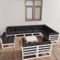 vidaXL Set de muebles de jardín 11 pzas con cojines madera pino blanco vidaXL Set de muebles de jardín 11 pzas con cojines madera pino blanco