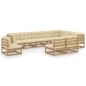 vidaXL Set de muebles de jardín 10 pzs cojines madera pino marrón miel vidaXL Set de muebles de jardín 10 pzs cojines madera pino marrón miel
