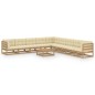 vidaXL Set de muebles de jardín 10 pzs cojines madera pino marrón miel vidaXL Set de muebles de jardín 10 pzs cojines madera pino marrón miel