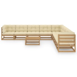 vidaXL Set de muebles de jardín 10 pzs cojines madera pino marrón miel