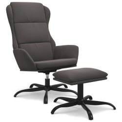 vidaXL Sillón de relax con taburete tela de microfibra gris oscuro