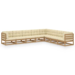 vidaXL Set de muebles de jardín 8 pzs cojines madera pino marrón miel