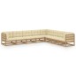 vidaXL Set de muebles de jardín 8 pzs cojines madera pino marrón miel vidaXL Set de muebles de jardín 8 pzs cojines madera pino marrón miel