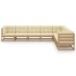 vidaXL Set de muebles de jardín 8 pzs cojines madera pino marrón miel vidaXL Set de muebles de jardín 8 pzs cojines madera pino marrón miel