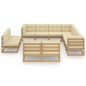 vidaXL Set de muebles de jardín 11 pzs cojines madera pino marrón miel vidaXL Set de muebles de jardín 11 pzs cojines madera pino marrón miel