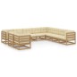 vidaXL Set de muebles de jardín 10 pzs cojines madera pino marrón miel
