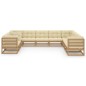 vidaXL Set de muebles de jardín 10 pzs cojines madera pino marrón miel