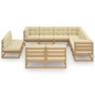 vidaXL Set de muebles de jardín 12 pzs cojines madera pino marrón miel vidaXL Set de muebles de jardín 12 pzs cojines madera pino marrón miel