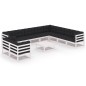 vidaXL Set de muebles de jardín 11 pzas con cojines madera pino blanco vidaXL Set de muebles de jardín 11 pzas con cojines madera pino blanco
