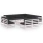vidaXL Set de muebles de jardín 12 pzas con cojines madera pino blanco vidaXL Set de muebles de jardín 12 pzas con cojines madera pino blanco