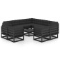 vidaXL Set de muebles de jardín 12 pzas con cojines madera pino negro vidaXL Set de muebles de jardín 12 pzas con cojines madera pino negro