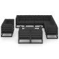 vidaXL Set de muebles de jardín 12 pzas con cojines madera pino negro vidaXL Set de muebles de jardín 12 pzas con cojines madera pino negro