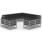 vidaXL Set de muebles de jardín 11 pzas con cojines madera pino gris vidaXL Set de muebles de jardín 11 pzas con cojines madera pino gris