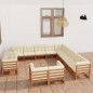 vidaXL Set de muebles de jardín 13 pzs cojines madera pino marrón miel