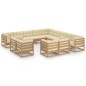 vidaXL Set de muebles de jardín 13 pzs cojines madera pino marrón miel