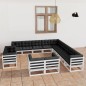vidaXL Set de muebles de jardín 13 pzas con cojines madera pino blanco