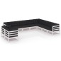 vidaXL Set de muebles de jardín 10 pzas con cojines madera pino blanco vidaXL Set de muebles de jardín 10 pzas con cojines madera pino blanco