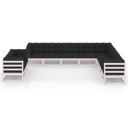 vidaXL Set de muebles de jardín 10 pzas con cojines madera pino blanco