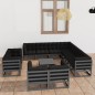 vidaXL Set de muebles de jardín 12 pzas con cojines madera pino gris vidaXL Set de muebles de jardín 12 pzas con cojines madera pino gris