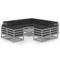 vidaXL Set de muebles de jardín 12 pzas con cojines madera pino gris vidaXL Set de muebles de jardín 12 pzas con cojines madera pino gris