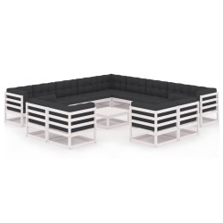 vidaXL Set de muebles de jardín 14 pzas con cojines madera pino blanco
