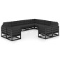 vidaXL Set de muebles de jardín 12 pzas con cojines madera pino negro vidaXL Set de muebles de jardín 12 pzas con cojines madera pino negro