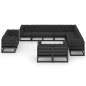 vidaXL Set de muebles de jardín 12 pzas con cojines madera pino negro vidaXL Set de muebles de jardín 12 pzas con cojines madera pino negro