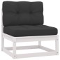 vidaXL Set de muebles de jardín 11 pzas con cojines madera pino blanco vidaXL Set de muebles de jardín 11 pzas con cojines madera pino blanco