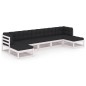 vidaXL Set muebles jardín 7 pzas con cojines madera maciza pino blanco vidaXL Set muebles jardín 7 pzas con cojines madera maciza pino blanco