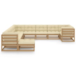 vidaXL Set de muebles de jardín 11 pzs cojines madera pino marrón miel