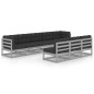 vidaXL Set de muebles de jardín 8 pzas con cojines madera pino gris vidaXL Set de muebles de jardín 8 pzas con cojines madera pino gris