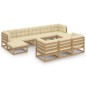 vidaXL Set de muebles de jardín 10 pzs cojines madera pino marrón miel vidaXL Set de muebles de jardín 10 pzs cojines madera pino marrón miel