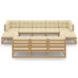 vidaXL Set de muebles de jardín 10 pzs cojines madera pino marrón miel vidaXL Set de muebles de jardín 10 pzs cojines madera pino marrón miel