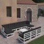 vidaXL Set de muebles de jardín 11 pzas con cojines madera pino blanco vidaXL Set de muebles de jardín 11 pzas con cojines madera pino blanco